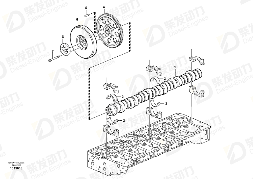 VOLVO Camshaft bearing kit 20756108 Drawing