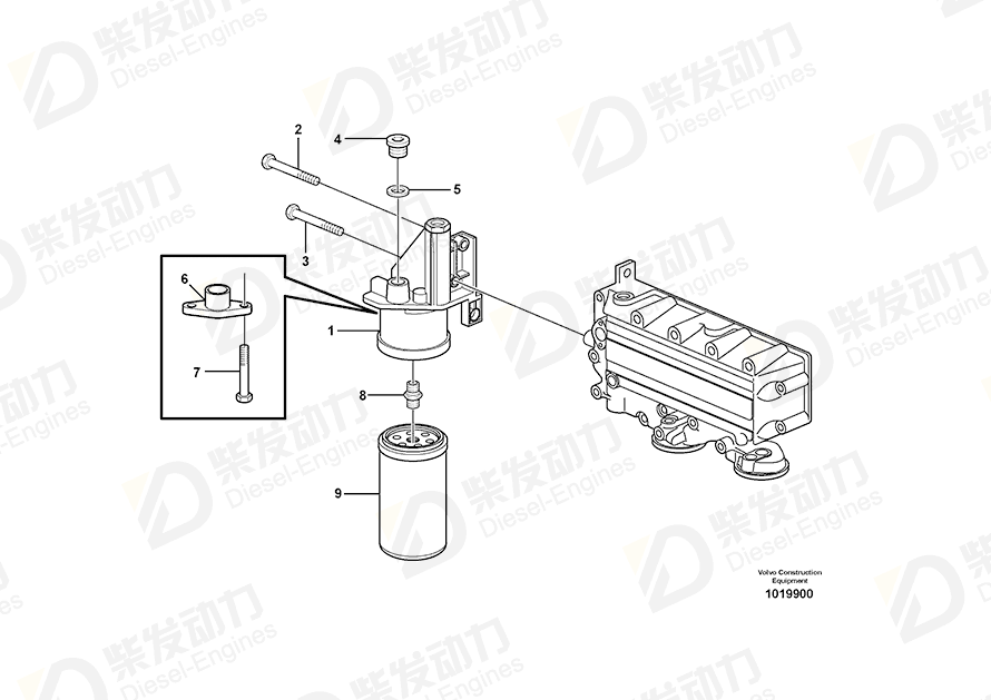 VOLVO Fuel filter housing 20816379 Drawing