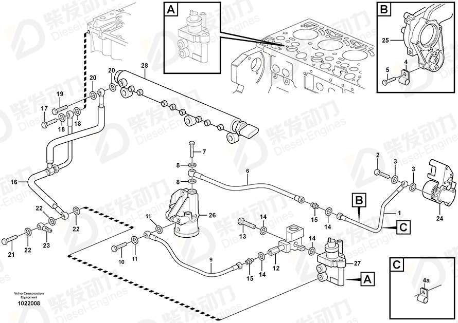 VOLVO Fuel pipe, housing 20847744 Drawing