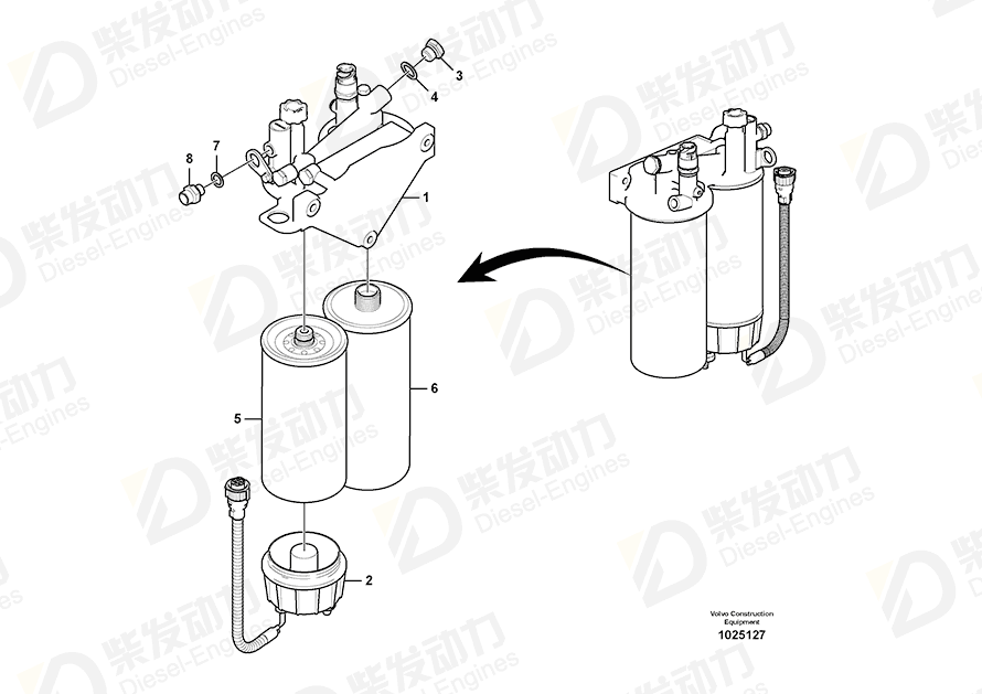 VOLVO Fuel filter 20976003 Drawing