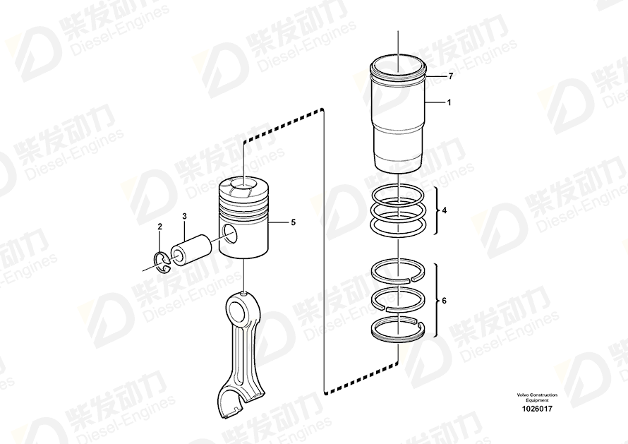 VOLVO Cylinder liner kit 20966749 Drawing