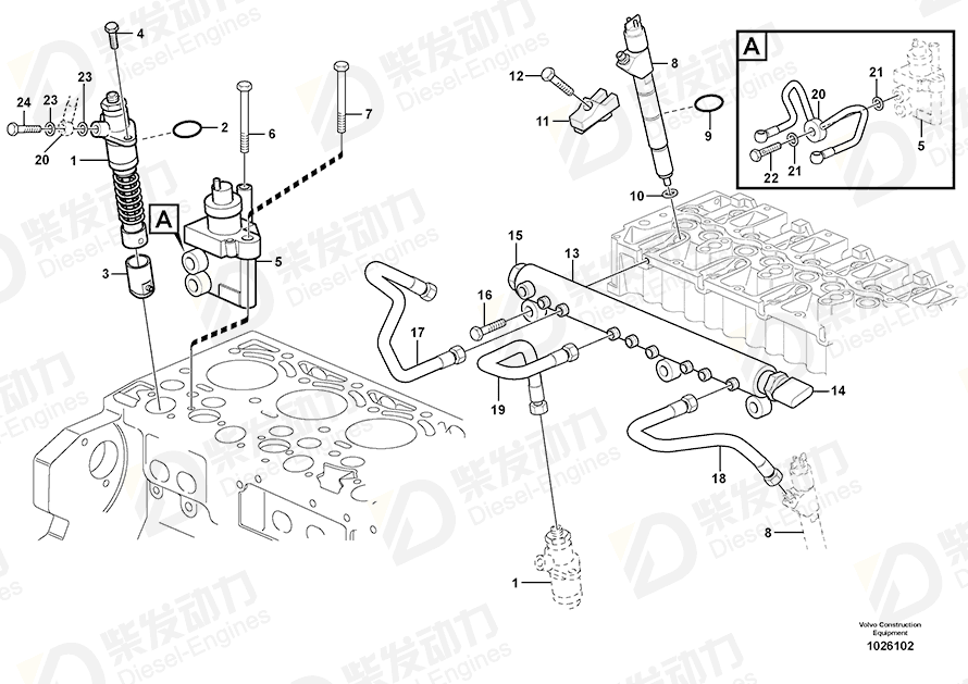 VOLVO Fuel pipe 21147486 Drawing