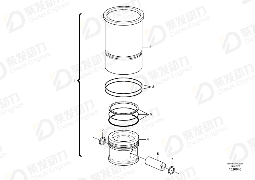 VOLVO Cylinder liner kit 20865990 Drawing