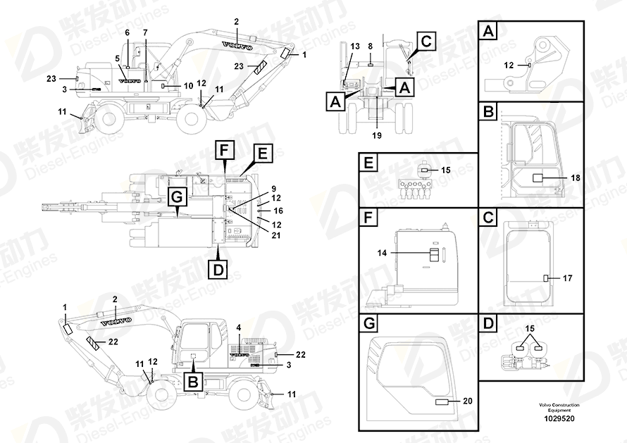 VOLVO Decal 14587154 Drawing