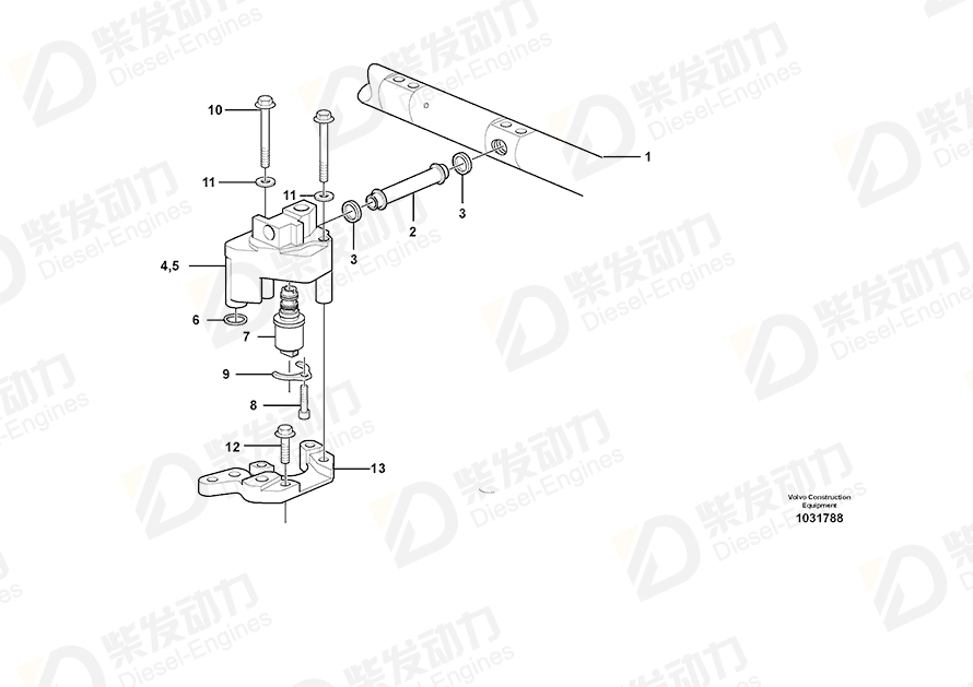 VOLVO Control valve, rocker arm shaft 20892735 Drawing