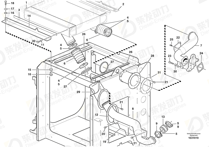 VOLVO V-clamp 3183622 Drawing