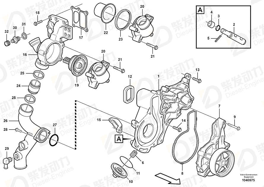 VOLVO Connection pipe 21057980 Drawing