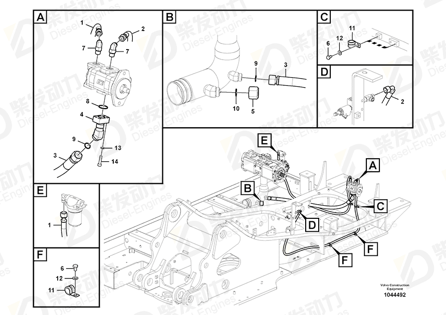 VOLVO Hose assembly 938398 Drawing