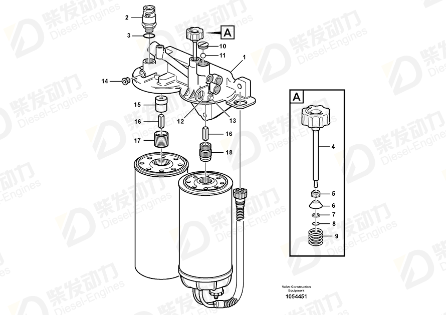 VOLVO Fuel filter housing 20783917 Drawing