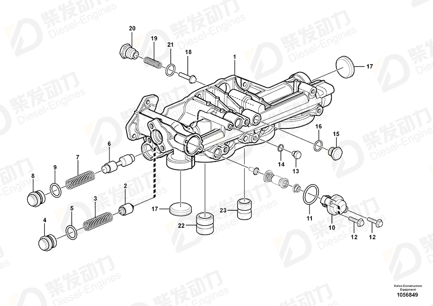 VOLVO Oil filter housing 17360123 Drawing