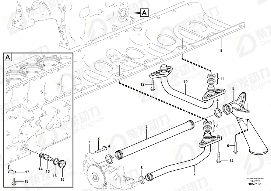 VOLVO Connecting pipe 21599118 Drawing