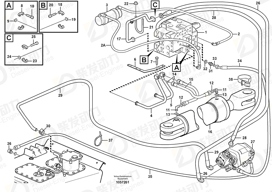 VOLVO Hose assembly 15119124 Drawing