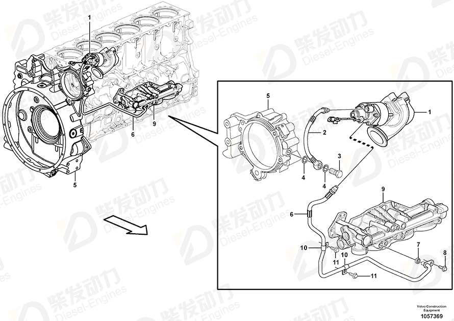 VOLVO Oil hose 15179834 Drawing