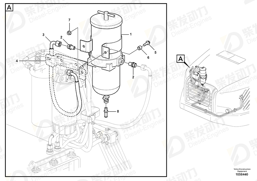 VOLVO Fuel pipe 15129224 Drawing