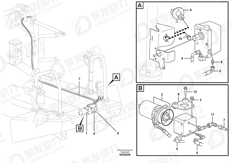 VOLVO Electric motor kit 3091202 Drawing