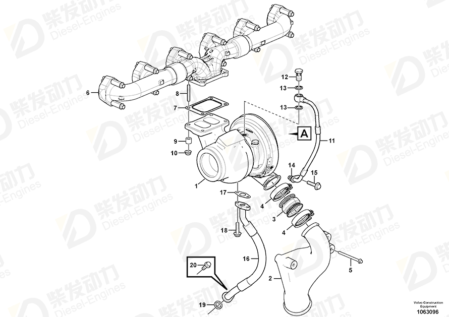 VOLVO Charge air hose 17247801 Drawing