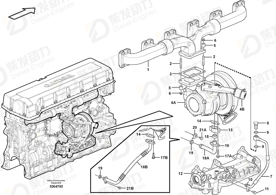 VOLVO Turbocharger 15096757 Drawing