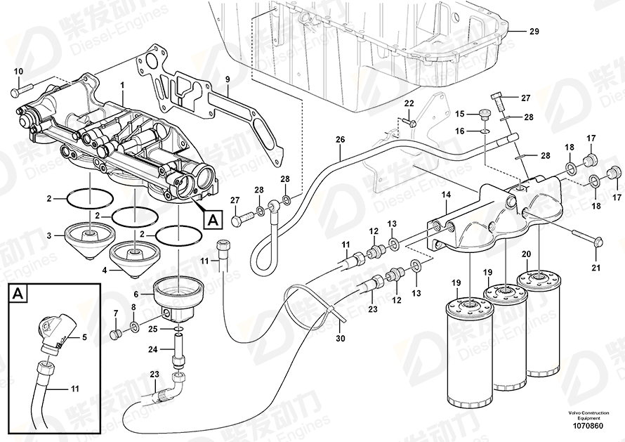 VOLVO Oil Hose 17437120 Drawing