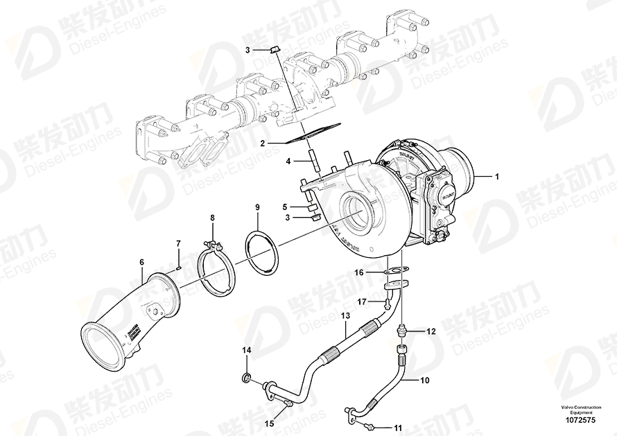 VOLVO Turbocharger 22233320 Drawing