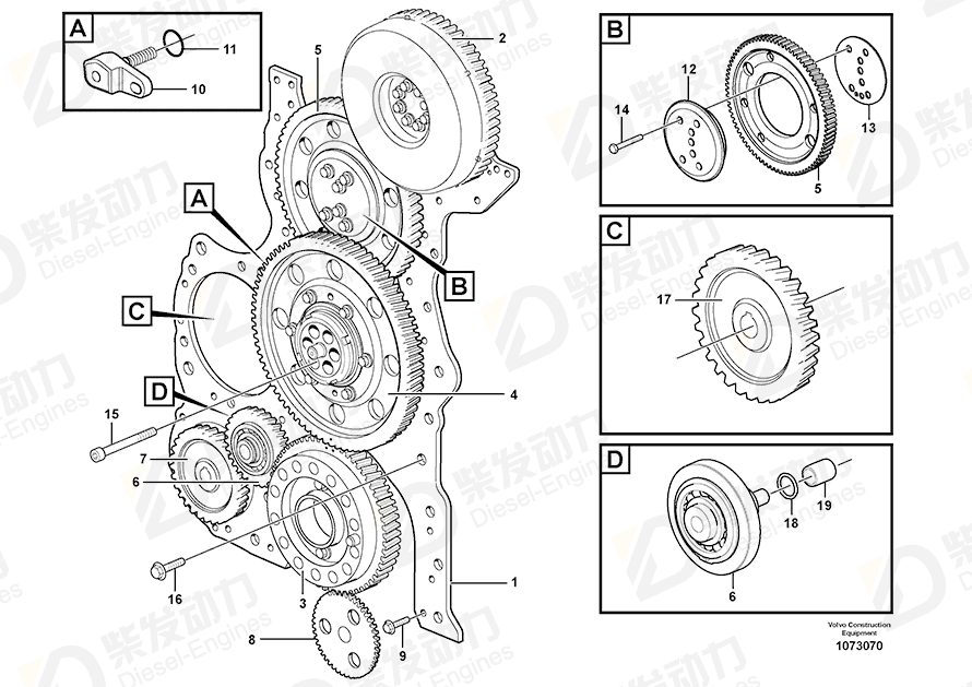 VOLVO Idler gear 20743007 Drawing VOLVO Idler gear 20743007 Drawing