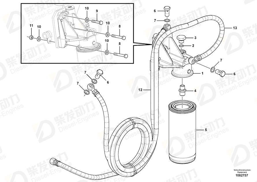 VOLVO Fuel filter housing 20914974 Drawing