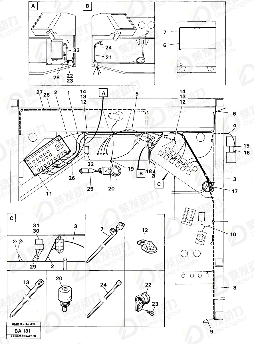 VOLVO Cable harness 11061011 Drawing