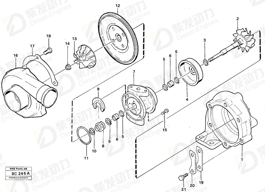VOLVO Turbocharger 11033542 Drawing
