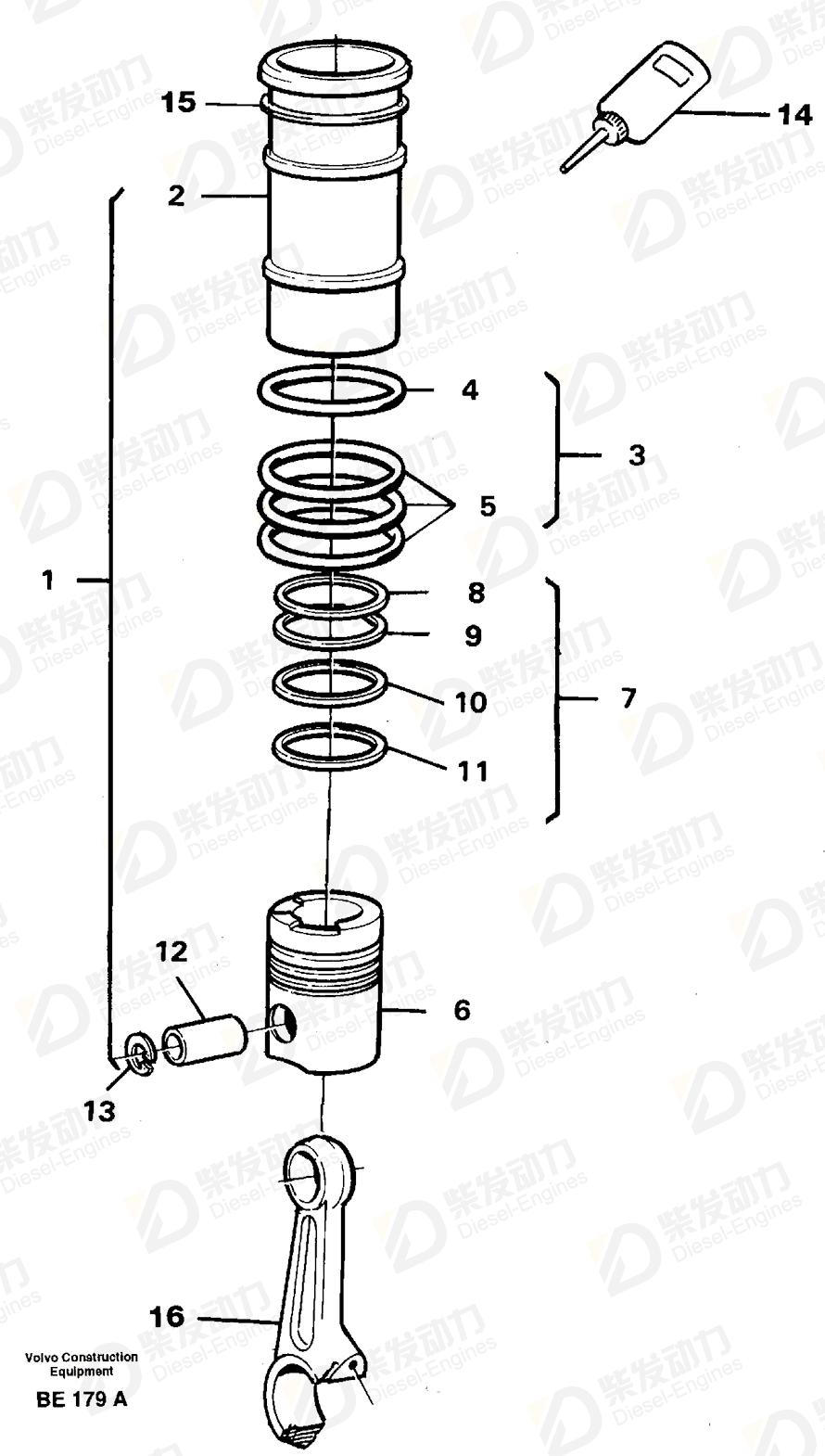 VOLVO Cylinder liner kit 275626 Drawing