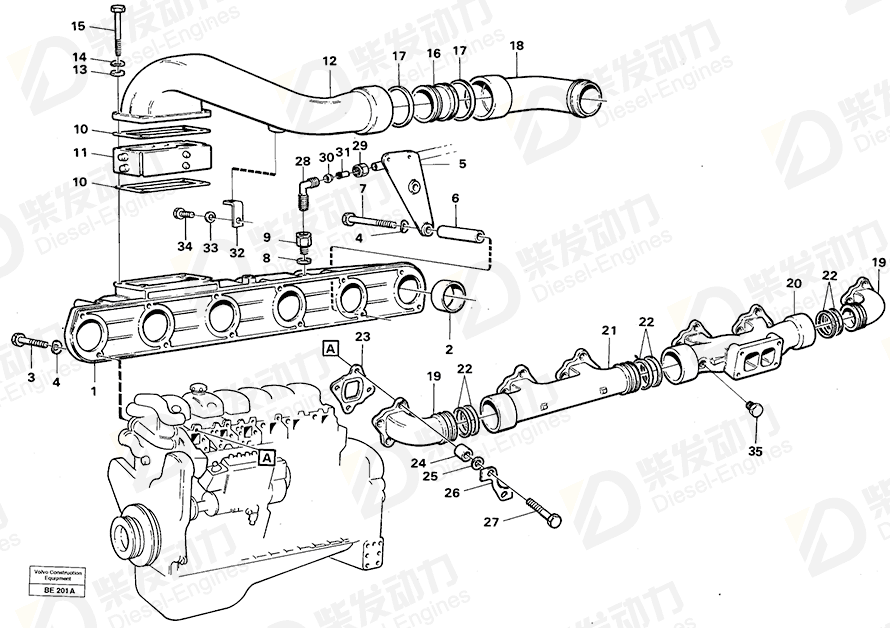 VOLVO Connecting pipe 1675972 Drawing