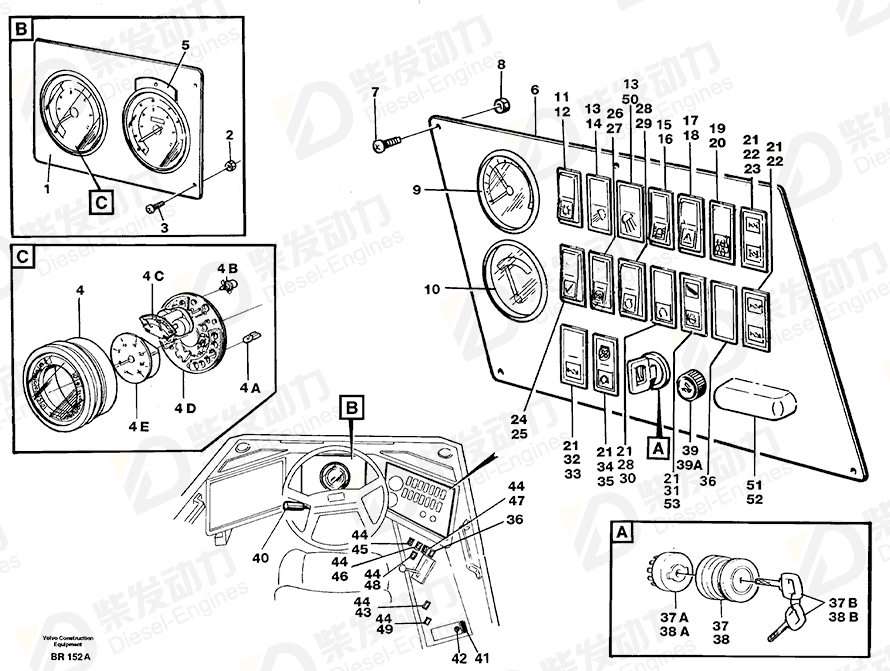 VOLVO Instrument plate 11058466 Drawing