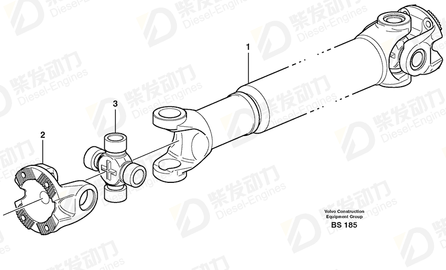 VOLVO Propeller shaft 15013309 Drawing