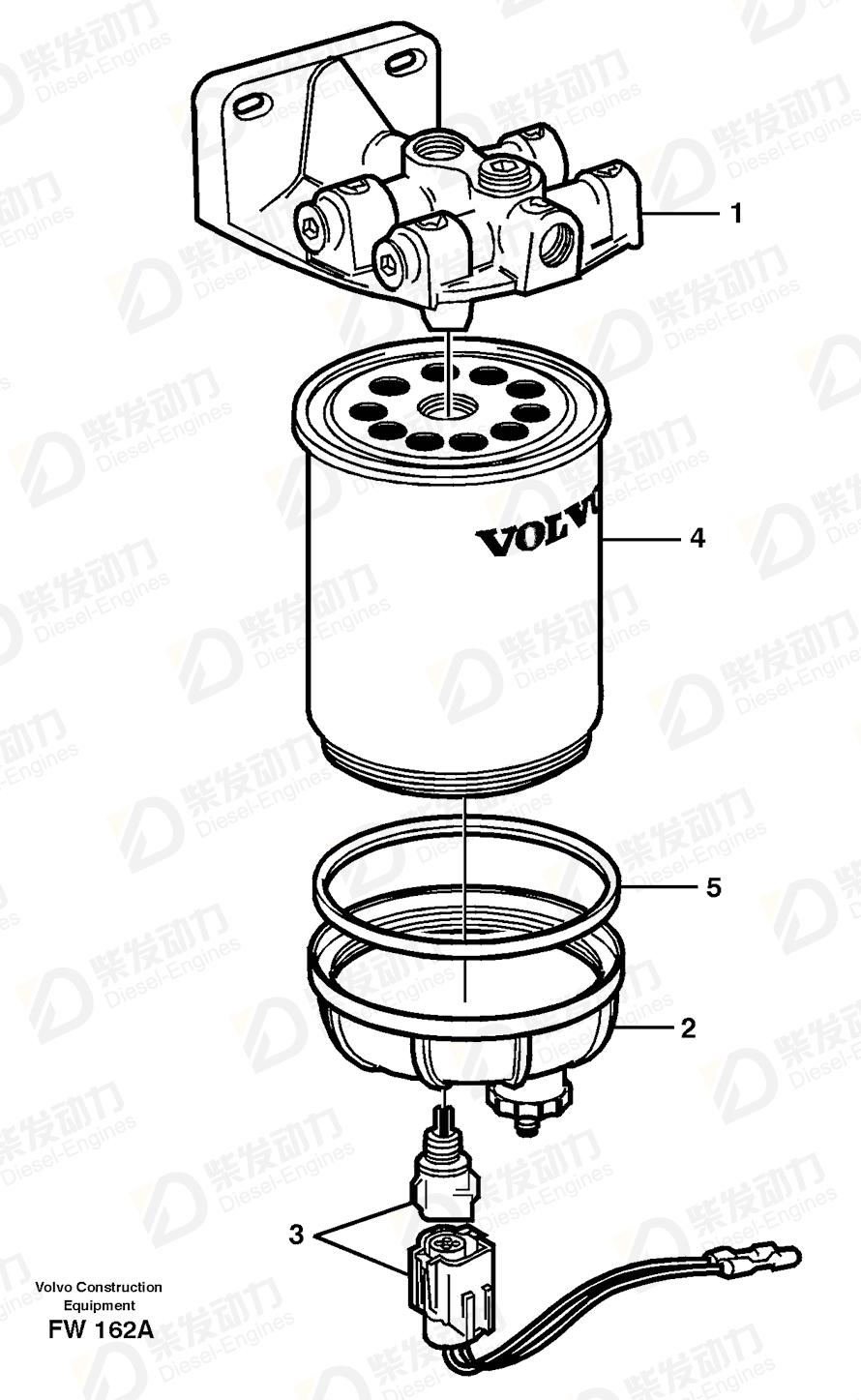 VOLVO Filter housing 3943381 Drawing VOLVO Filter housing 3943381 Drawing