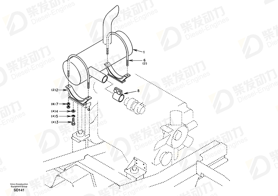 VOLVO U-bolt SA1114-00250 Drawing