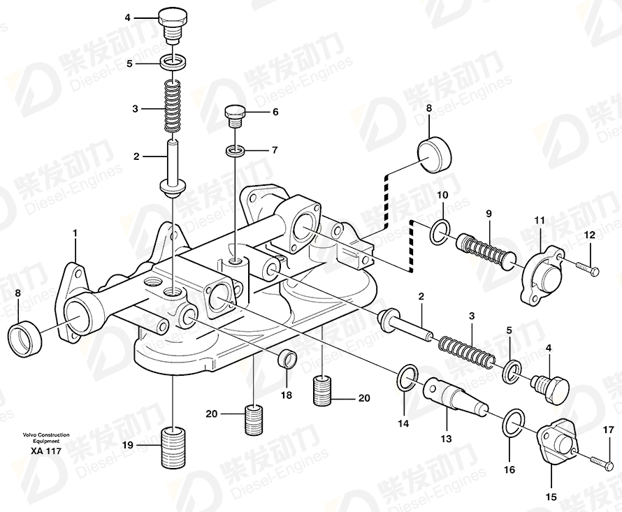 VOLVO Oil filter housing 3184873 Drawing
