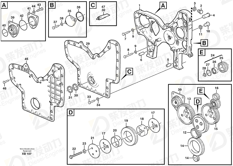 VOLVO Timing gear cover 479652 Drawing