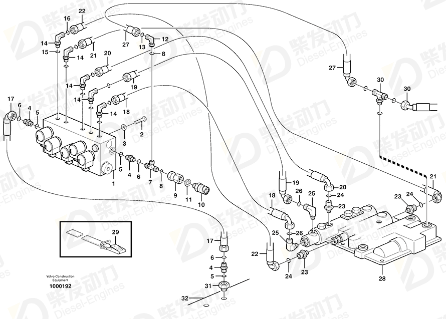 VOLVO Hose assembly 11160034 Drawing VOLVO Hose assembly 11160034 Drawing