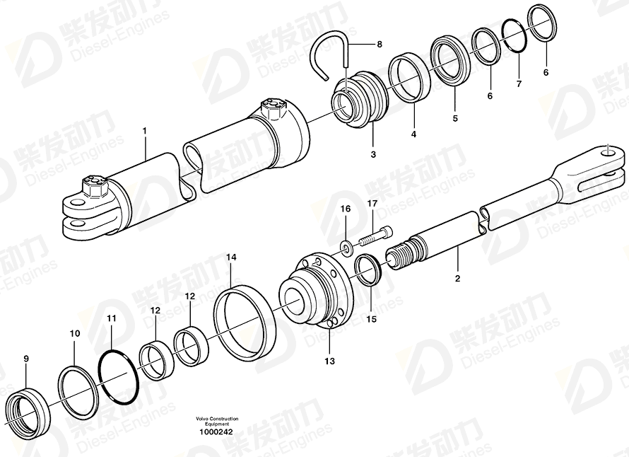 VOLVO Piston rod 11200932 Drawing VOLVO Piston rod 11200932 Drawing