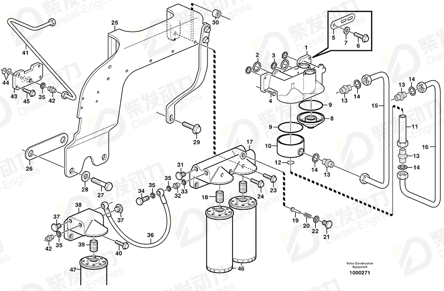 VOLVO Pressure hose 11030425 Drawing VOLVO Pressure hose 11030425 Drawing