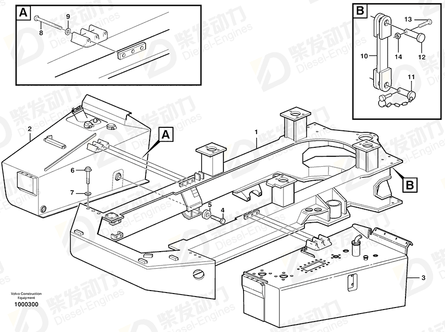 VOLVO Front frame 11121830 Drawing VOLVO Front frame 11121830 Drawing