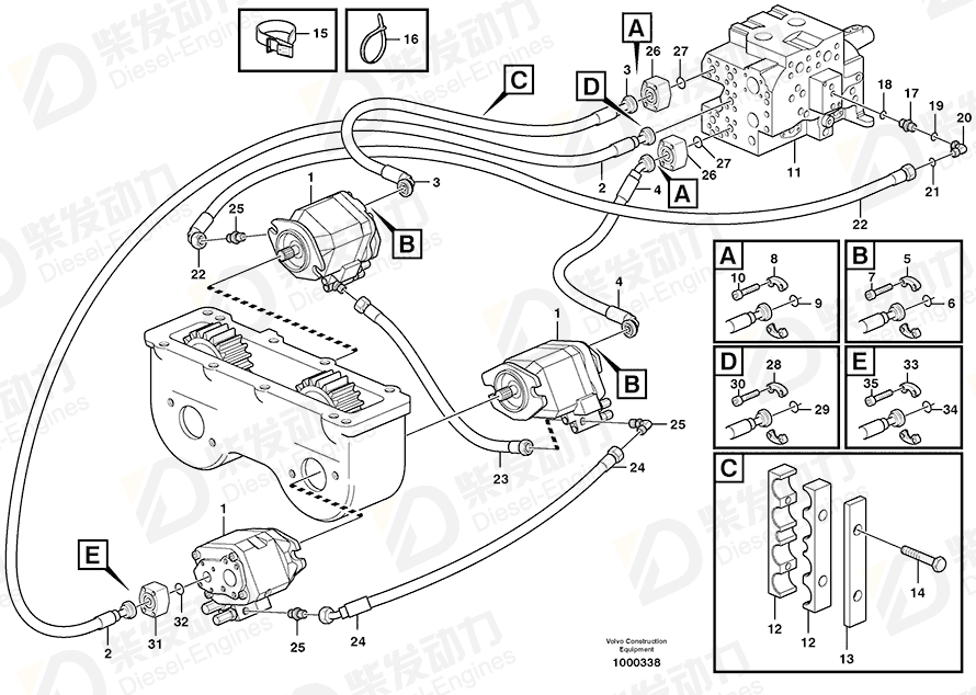 VOLVO Hose assembly 935911 Drawing
