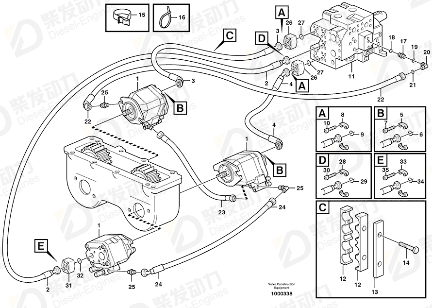 VOLVO Hose assembly 935911 Drawing VOLVO Hose assembly 935911 Drawing