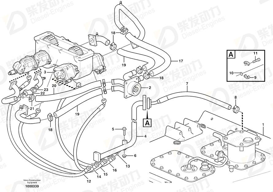VOLVO Hose assembly 11118980 Drawing VOLVO Hose assembly 11118980 Drawing