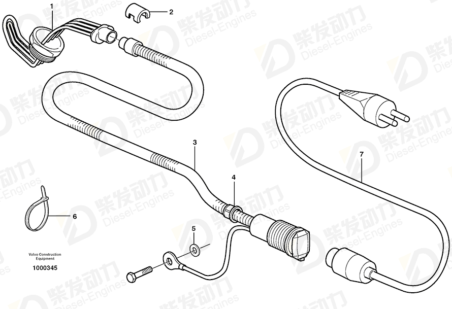 VOLVO Cable 11121665 Drawing