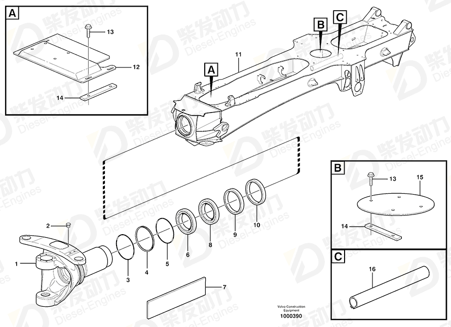 VOLVO Rear frame 11191271 Drawing VOLVO Rear frame 11191271 Drawing