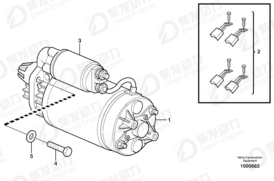 VOLVO Starter motor, 24V 20459041 Drawing