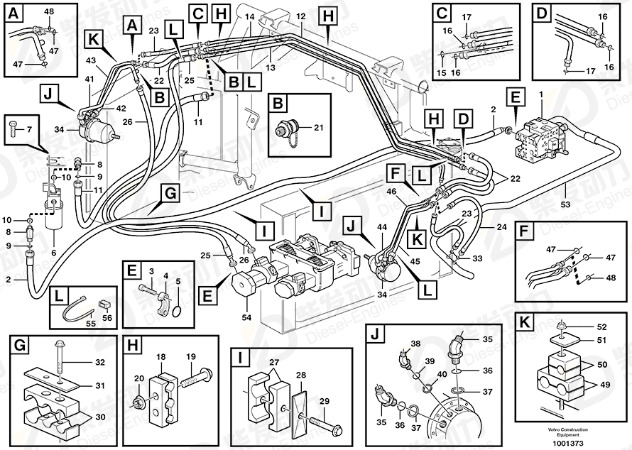 VOLVO Hose assembly 935983 Drawing VOLVO Hose assembly 935983 Drawing