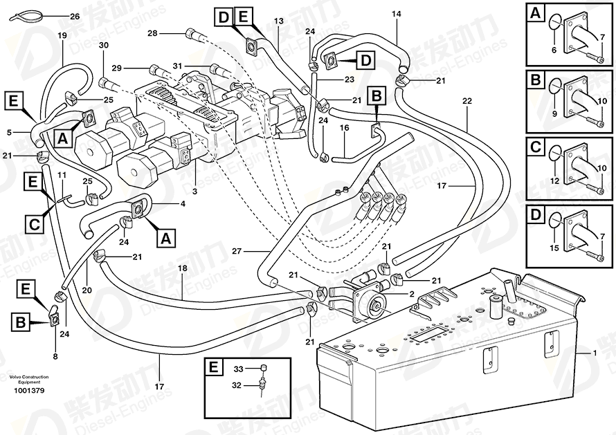VOLVO Hose assembly 935697 Drawing