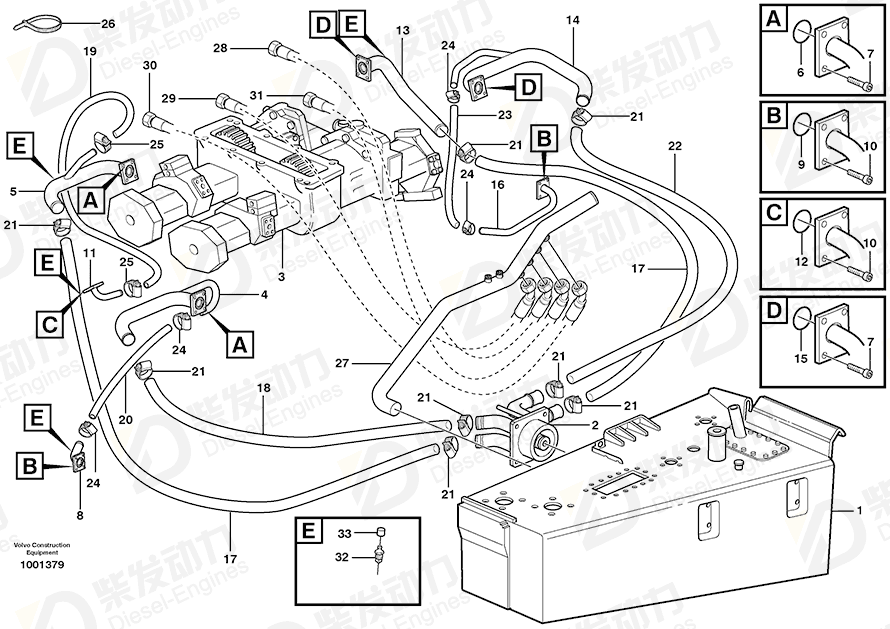 VOLVO Hydraulic hose 11112766 Drawing