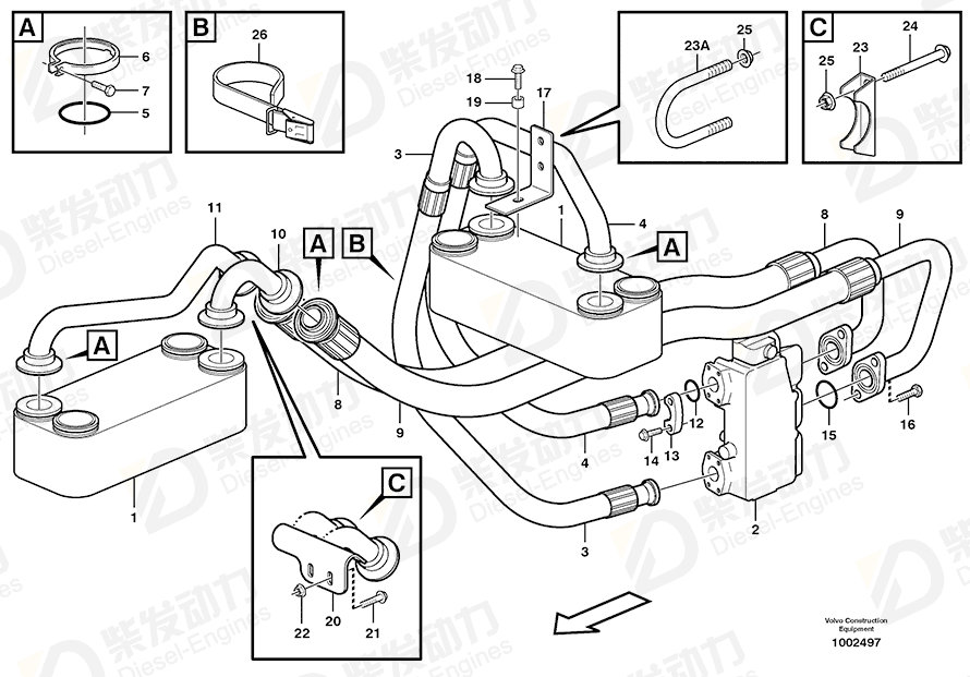 VOLVO Hydraulic hose 11115376 Drawing