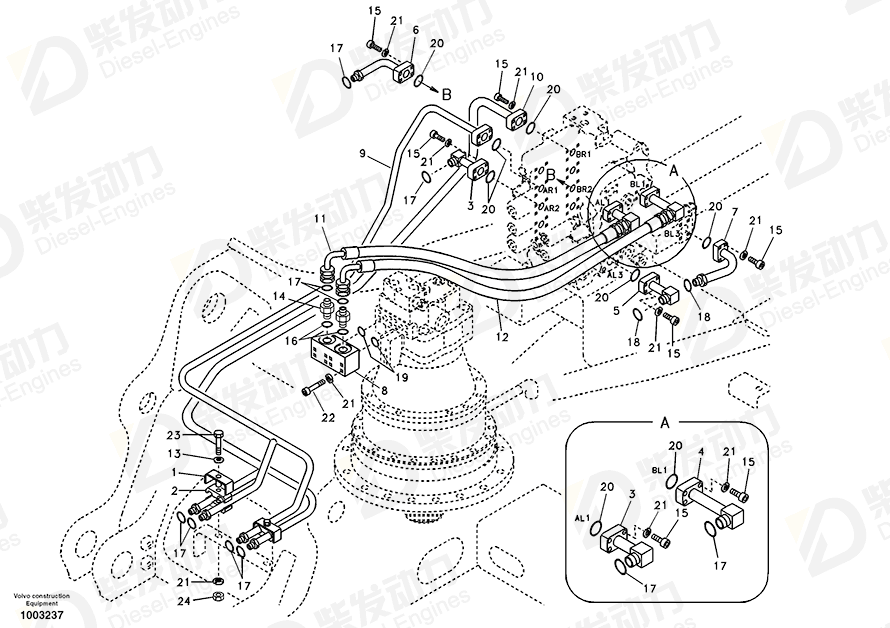 VOLVO Hose assembly 14880122 Drawing